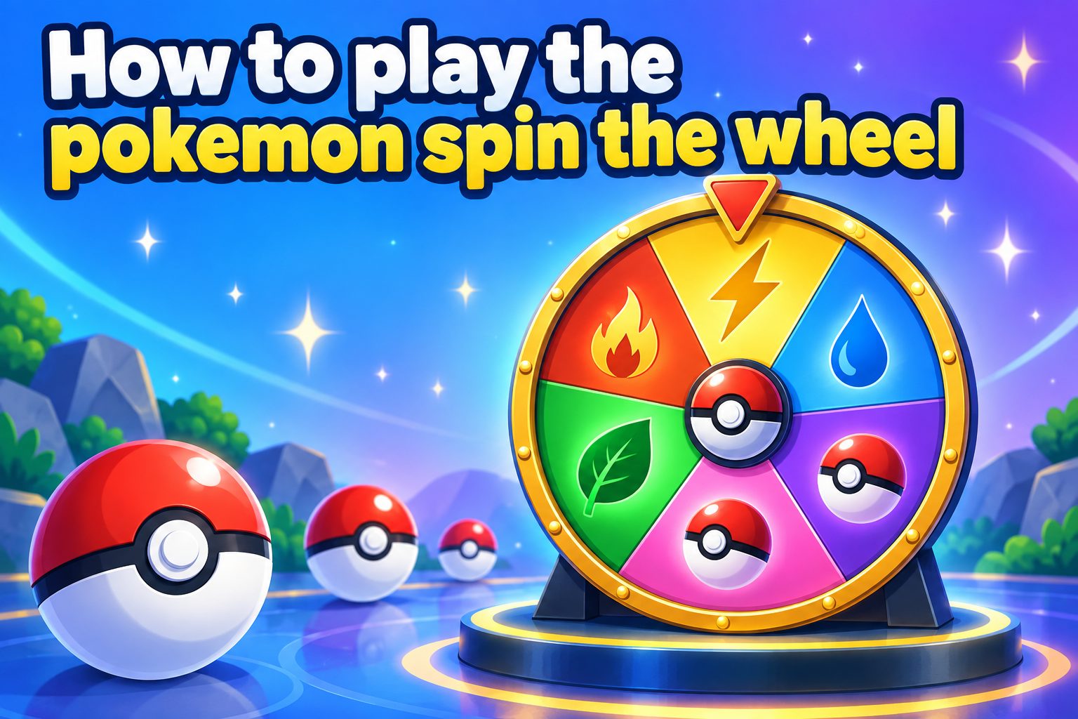Colorful spinning prize wheel featuring various Pokémon characters